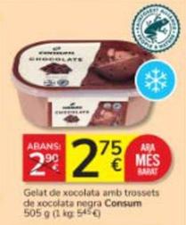 Oferta de Consum - Gelat De Xocolata Amb Trossets De Xocolata Negra por 2,75€ en Consum