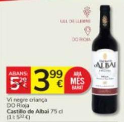 Oferta de Castillo De Albai - Vi Negre Crianca DO Rioja por 3,99€ en Consum