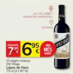 Oferta de Lopez De Haro - Vi Negre Crianca DO Rioja por 6,95€ en Consum