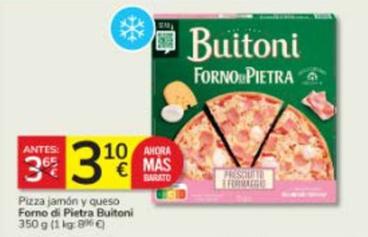 Oferta de Buitoni - Pizza Jamón Y Queso Forno Di Pietra por 3,1€ en Consum