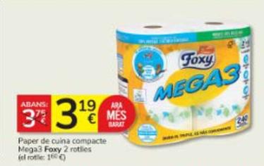 Oferta de Foxy - Paper De Cuina Compacte Mega3 2 Rotlles por 3,19€ en Consum