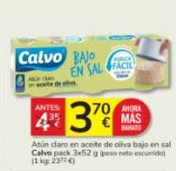 Oferta de Calvo - Atún Claro En Aceite De Oliva Bajo En Sal por 3,7€ en Consum