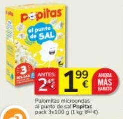 Oferta de Popitas - Palomitas Microondas Al Punto De Sal por 1,99€ en Consum