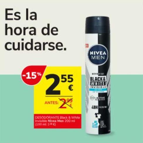 Oferta de Nivea - Desodorante Black & White Invisible Men por 2,55€ en Consum