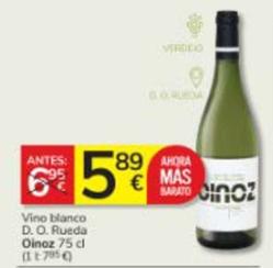 Oferta de Oinoz - Vino Blanco D. O. Rueda por 5,89€ en Consum
