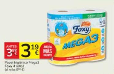 Oferta de Foxy - Papel Higiénico Mega3 4 Rollos por 3,19€ en Consum