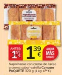 Oferta de Consum - Napolitanas Con Crema De Cacao O Crema Sabor por 1,39€ en Consum