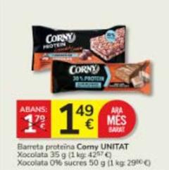 Oferta de Corny - Barreta Proteina Xocolata por 1,49€ en Consum