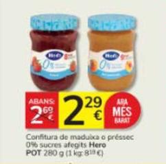 Oferta de Hero - Confitura De Maduixa / Préssec 0% Sucres Afegits por 2,29€ en Consum