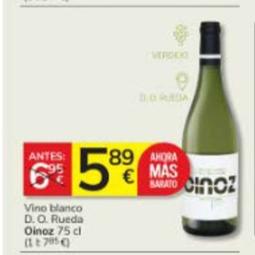 Oferta de Oinoz - Vino Blanco D. O. Rueda por 5,89€ en Consum