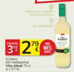 Oferta de Vina Albali -Vi Blanc DO Valdepenas por 2,79€ en Consum