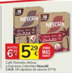 Oferta de Nescafé - Café Ristretto Africas / Espresso Colombia por 5,29€ en Consum