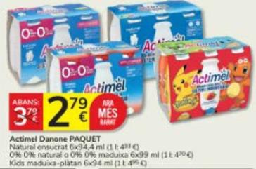 Oferta de Danone - Actimel Paquet Bara Natural Ensucrat por 2,79€ en Consum