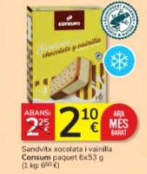 Oferta de Consum - Sandvitx Xocolata I Vainilla por 2,1€ en Consum