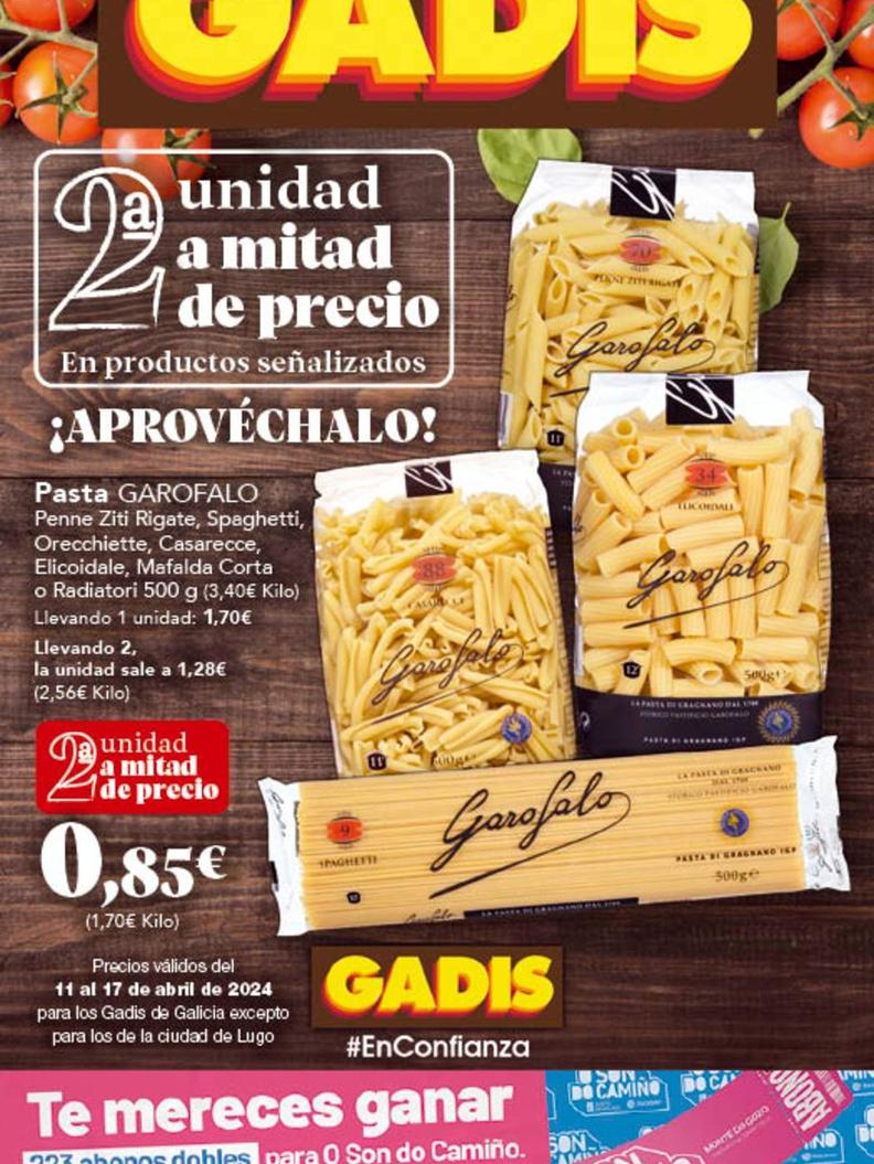 Oferta de Pasta por 0,85€ en Gadis