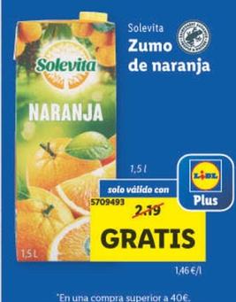 Oferta de Solevita - Zumo De Naranja por 2,19€ en Lidl