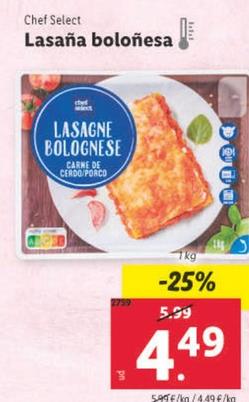 Oferta de Chef Select - Lasaña Bolonesa por 4,49€ en Lidl