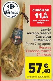 Oferta de Jamón serrano por 11,48€ en Carrefour Market