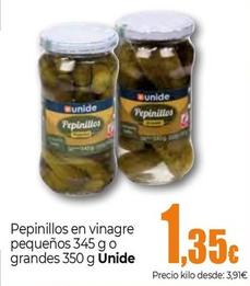Oferta de Pepinillos por 1,35€ en Unide Supermercados
