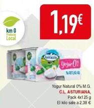 Oferta de Asturiana - Yogur Natural 0% M.g. por 1,19€ en Masymas