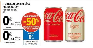 Oferta de Coca-cola - Refresco Sin Cafeína Regular / Light por 0,89€ en E.Leclerc
