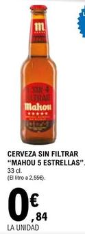Oferta de Mahou - Cerveza Sin Filtrar por 0,84€ en E.Leclerc