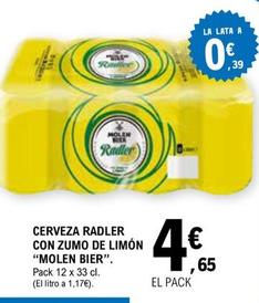 Oferta de Molen Bier - Cerveza Radler Con Zumo De Limón por 4,65€ en E.Leclerc