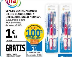 Oferta de Ifa Unnia - Cepillo Dental Premium Efecto Blanqueador Y Limpiador Lingual por 1,85€ en E.Leclerc