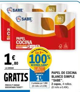 Oferta de Ifa Sabe - Papel De Cocina Blanco Simple por 1,8€ en E.Leclerc