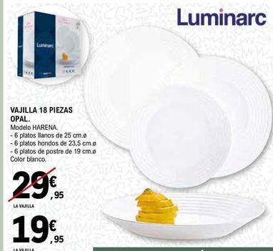 Oferta de Luminarc - Vajilla 18 Piezas Opal por 19,95€ en E.Leclerc