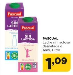 Oferta de Pascual - Leche Sin Lactosa Desnatada O Semi por 1,09€ en Alimerka