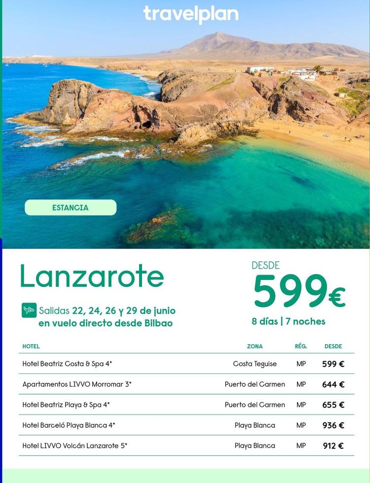 Oferta de Viajes a Lanzarote por 599€ en Travelplan