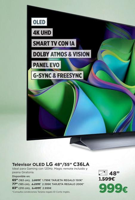 Oferta de LG - Televisor Oled 48"/55" C36LA  por 999€ en El Corte Inglés