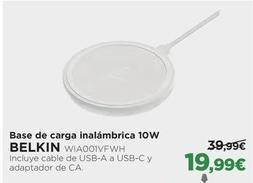 Oferta de Belkin - Base De Carga Inalámbrica 10w por 19,99€ en El Corte Inglés