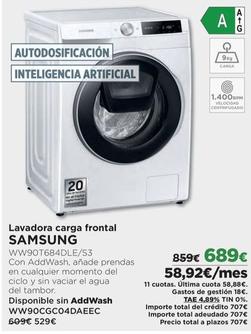 Oferta de Samsung - Lavadora Carga Frontal por 689€ en El Corte Inglés