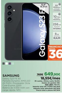 Oferta de Samsung - Galaxy S23 FE 5G por 649,9€ en El Corte Inglés