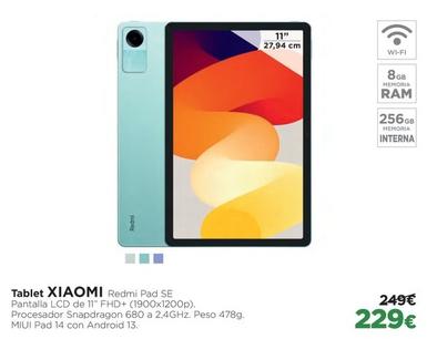 Oferta de Xiaomi - Tablet Redmi Pad SE por 229€ en El Corte Inglés