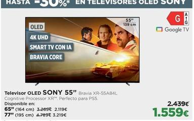Oferta de Sony - Televisor OLED 55 Bravia XR-55A84L por 1559€ en El Corte Inglés