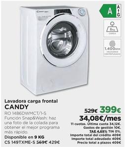 Oferta de Candy - Lavadora Carga Frontal 1486DWMCT/1-S por 399€ en El Corte Inglés
