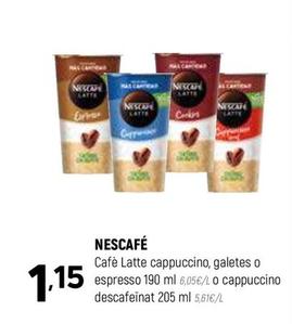 Oferta de Nescafé - Caffe Latte Cappuccino Galetes o Espresso por 1,15€ en Coviran