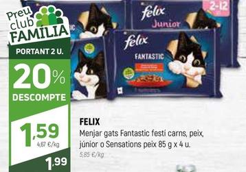 Oferta de Felix - Menjar Gats Fantastic Festi Carns por 1,99€ en Coviran