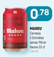 Oferta de Mahou - Cervesa 5 Estrellas Sense Filtrar por 0,78€ en Coviran