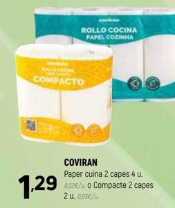 Oferta de Coviran - Paper cuina 2 capes 4 u. o Compacte 2 capes  por 1,29€ en Coviran