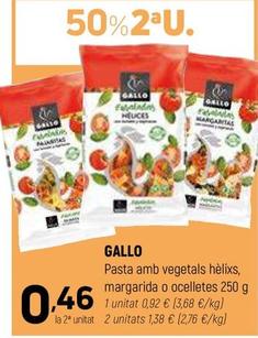 Oferta de Gallo - Pasta Amb Vegetals Hèlixs, Margarida O Ocelletes por 0,92€ en Coviran