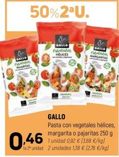 Oferta de Gallo - Pasta Con Vegetales Hélices, Margarita O Pajaritas por 0,92€ en Coviran