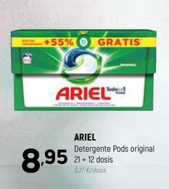 Oferta de Ariel - Detergente Pods Original 21+12 Dosis por 8,95€ en Coviran