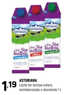 Oferta de Asturiana - Leche Sin Lactosa Entera por 1,19€ en Coviran