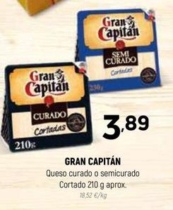 Oferta de Gran Capitán - Queso Curado O Semicurado Cortado por 3,89€ en Coviran