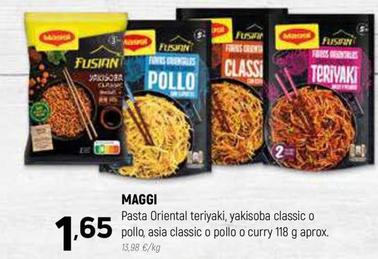 Oferta de Maggi - Pasta Oriental teriyaki Yakisba Classic o Pollo Asia Classic o Pollo o Curry por 1,65€ en Coviran