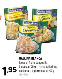 Oferta de Gallina Blanca - Ideas Al Plato Spaguetis 3 Quesos, Tallarines Carbonara O Parmesana por 1,95€ en Coviran